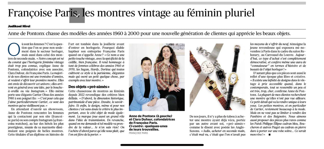 Le Figaro - Françoise Paris, les montres vintage au féminin pluriel