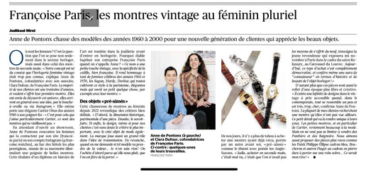 Le Figaro - Françoise Paris, les montres vintage au féminin pluriel