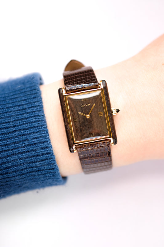 Cartier Tank Palissandre plaquée or et bois - 1977 (full set)