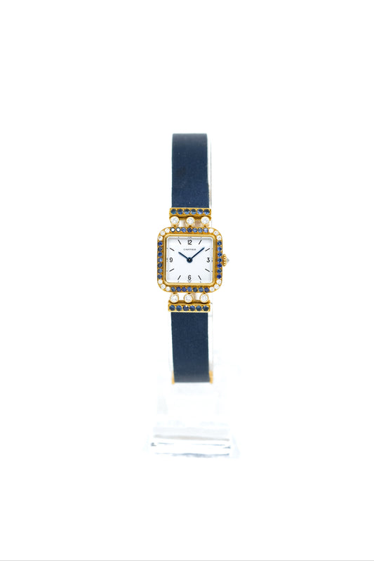 Cartier Sonate Sapphires & Diamonds mechanical - 1988 (full set)