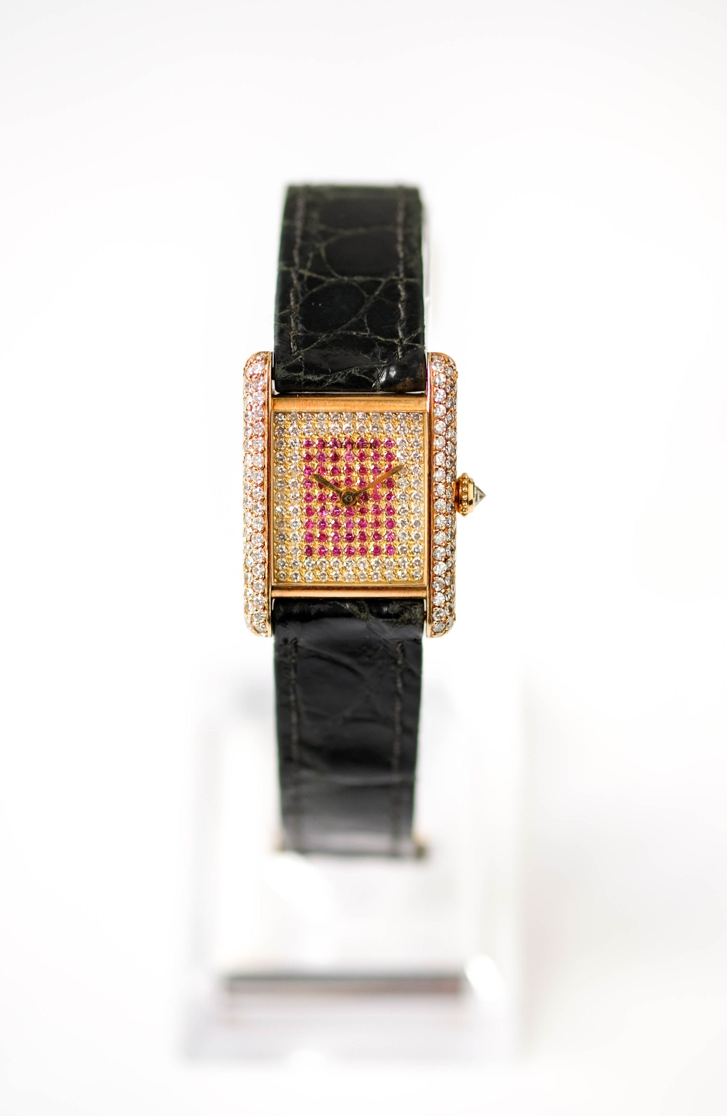 Cartier Tank Louis Cartier medium diamonds and rubies 1970 80s